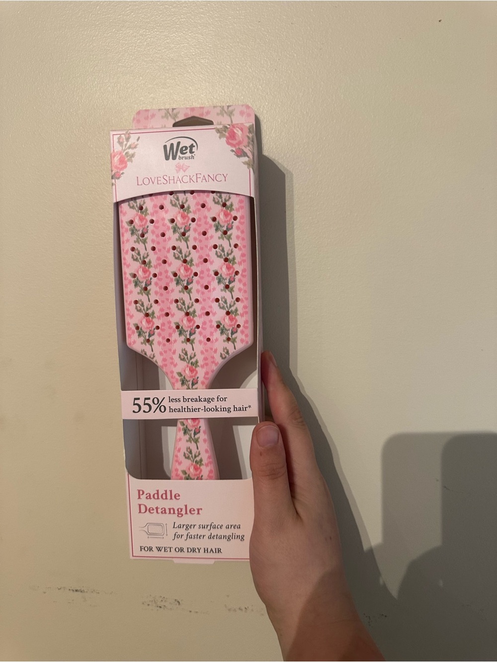 Target x LoveShackFancy Pink Floral Paddle Detangler Brush